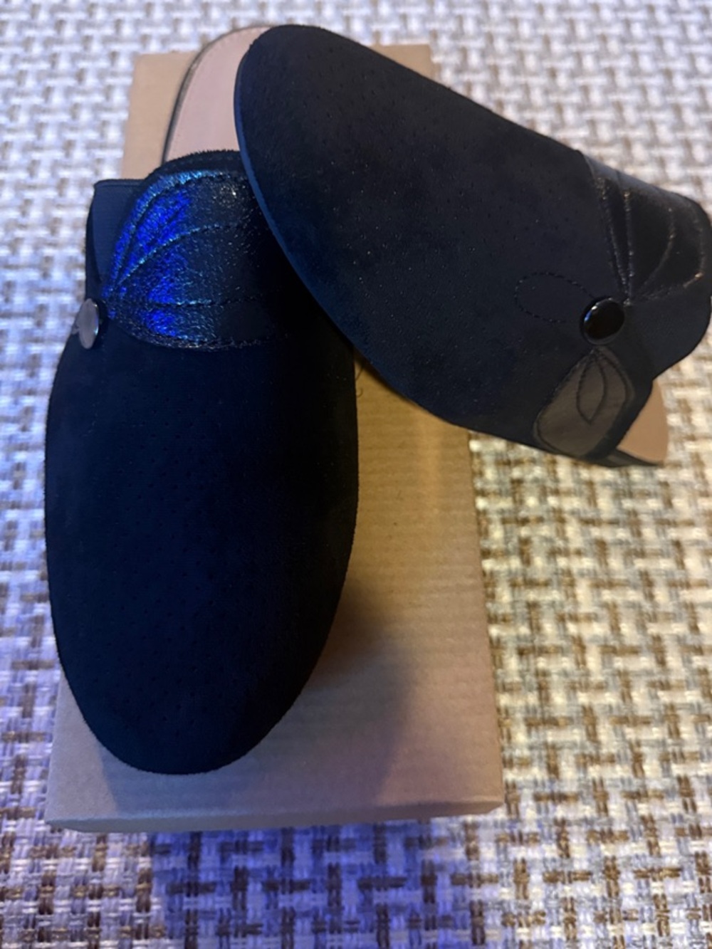 Ecetana Black Slip-On Mules with Subtle Shimmer Accent